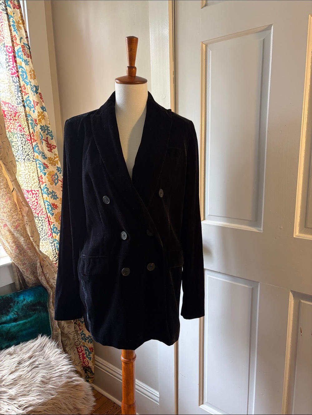 Zara Velvet Double Breasted Blazer